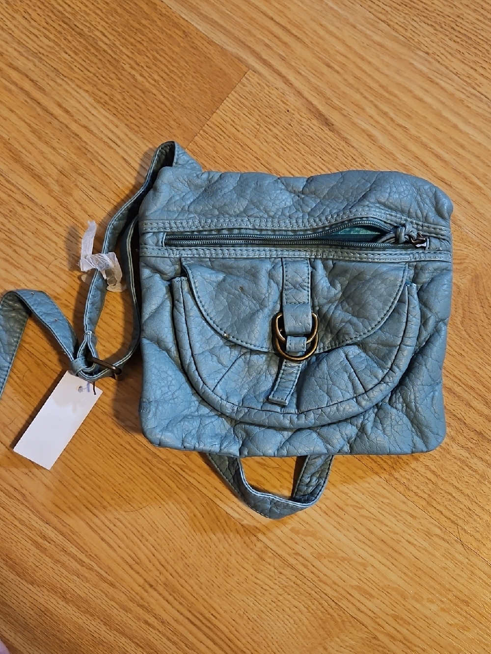 Under One Sky Light Blue Quilted Crossbody Bag with Front Flap